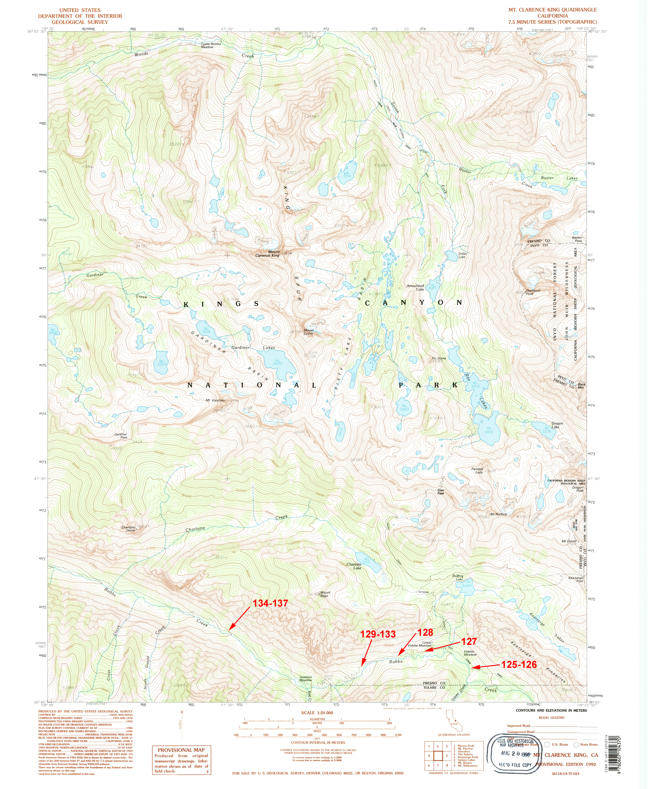 Mt Clarence King Map 