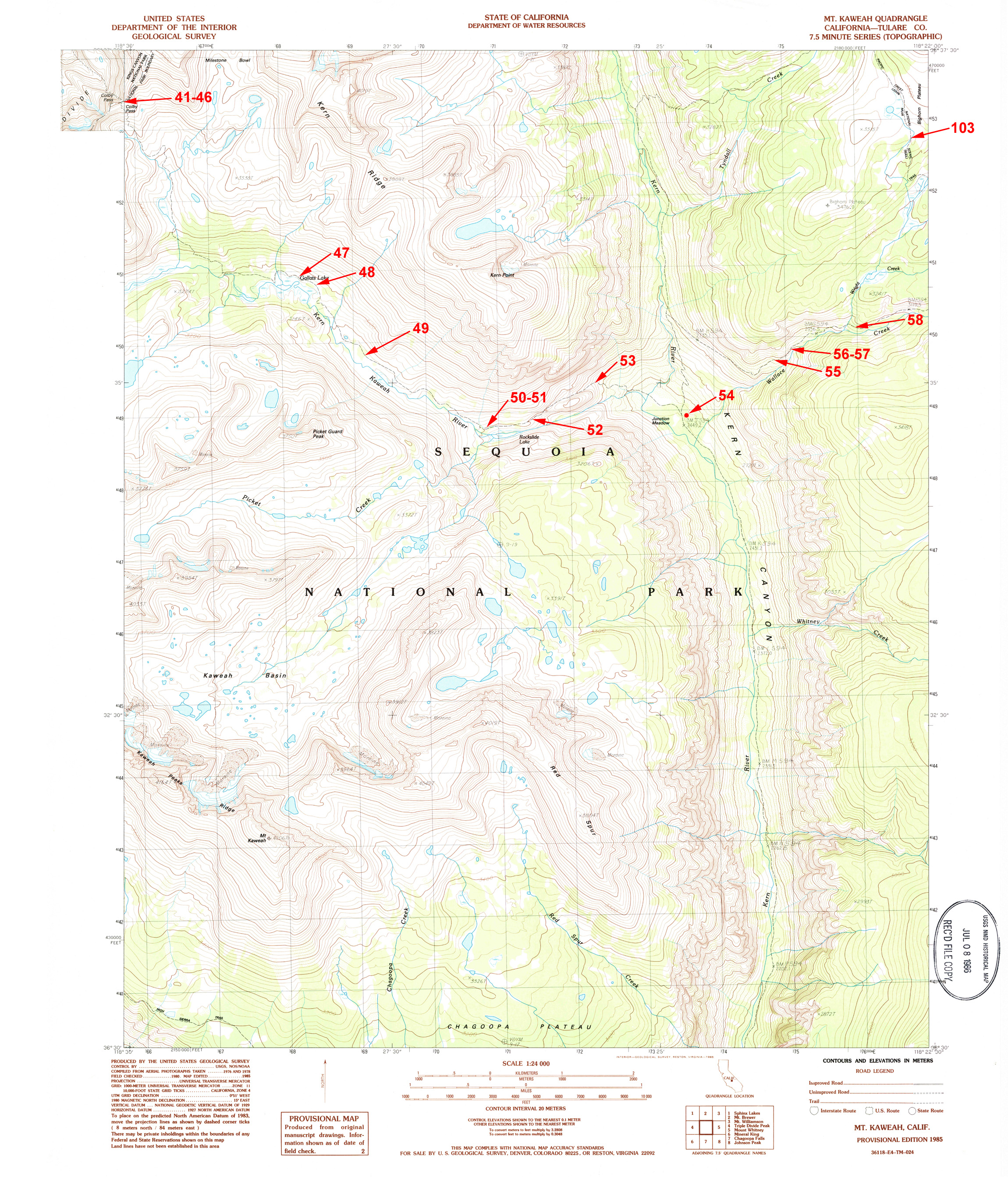 Mt Kaweah Map 