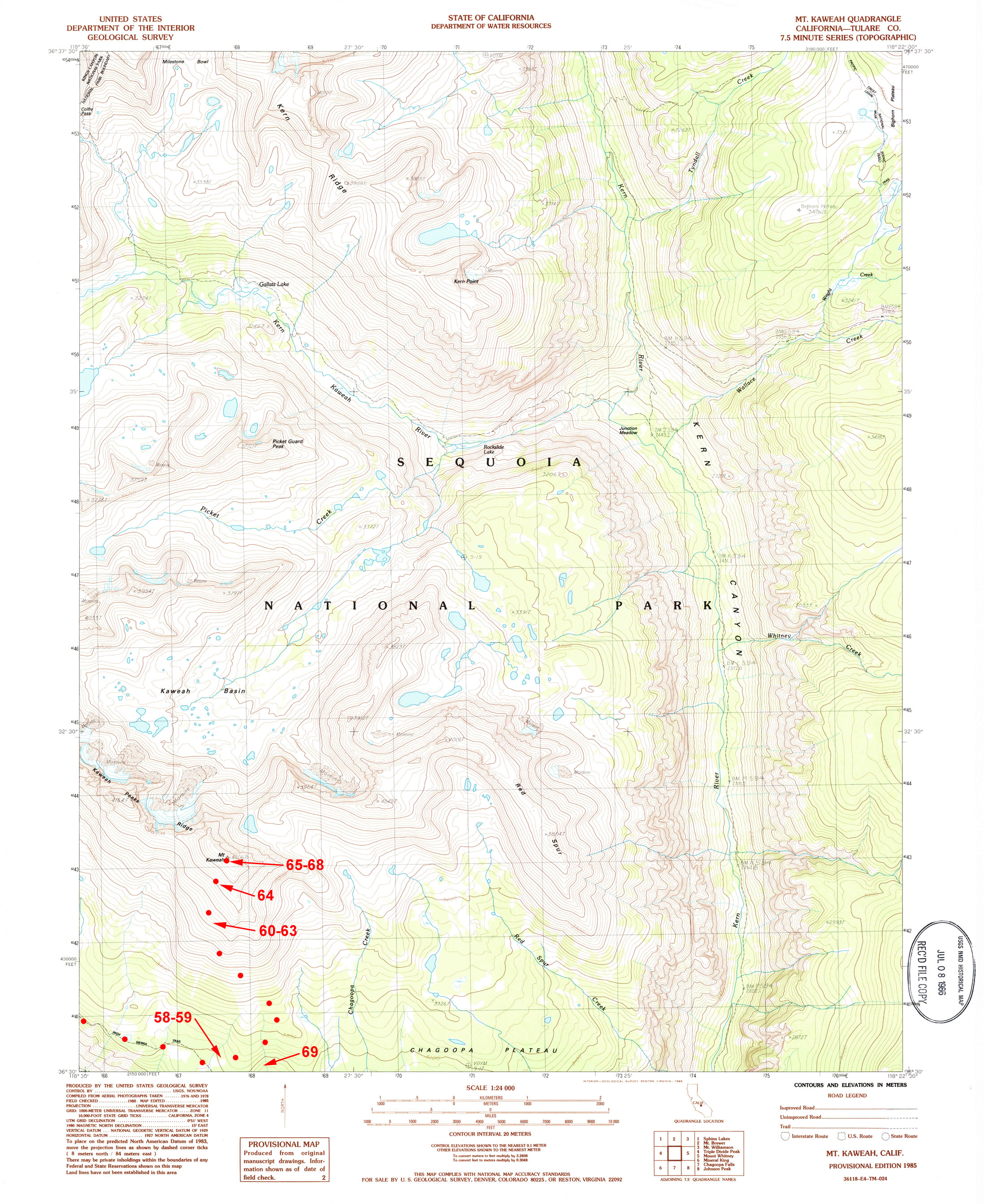 Mt Kaweah Map 