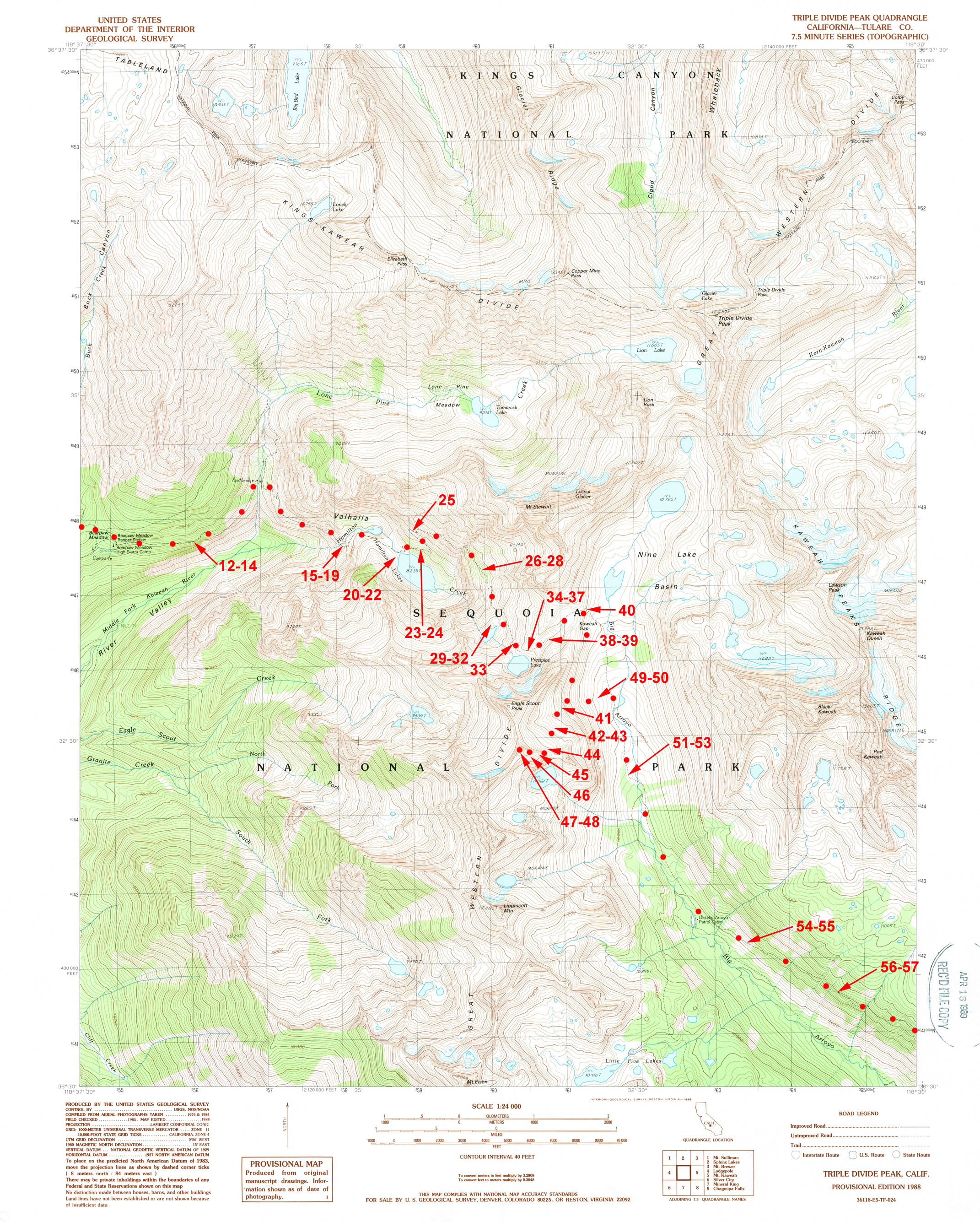 Mt Kaweah Map 